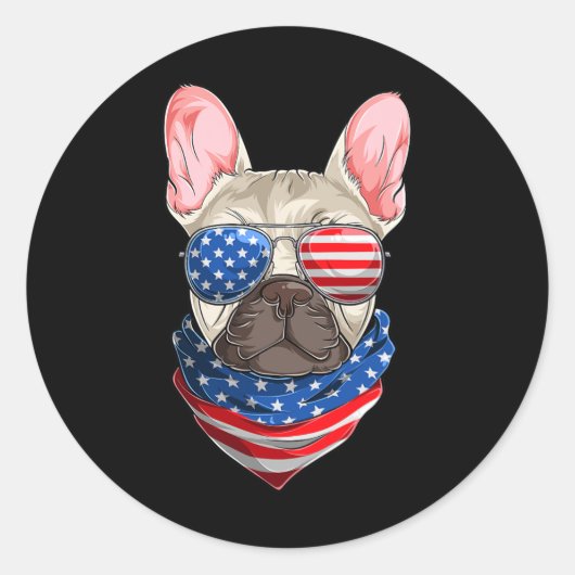 Amerikaanse vlag ronde sticker (Voorkant)