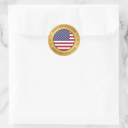 Amerikaanse vlag ronde sticker (Tas)