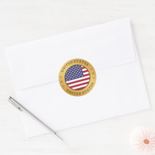 Amerikaanse vlag ronde sticker (Envelop)
