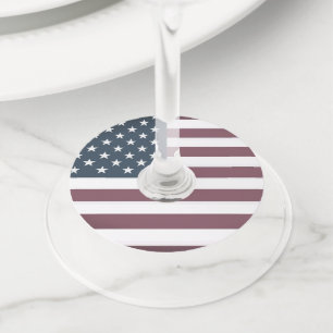 Amerikaanse vlag ronde wijnglas labels