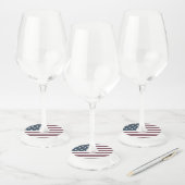 Amerikaanse vlag ronde wijnglas labels (Set)