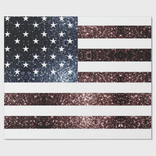 Amerikaanse vlag  rood blauw fonkelt glitters cadeaupapier (Vlak)