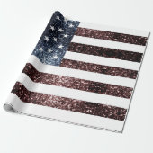 Amerikaanse vlag  rood blauw fonkelt glitters cadeaupapier (Uitgerold)