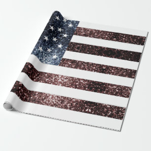 Amerikaanse vlag  rood blauw fonkelt glitters cadeaupapier