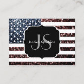 Amerikaanse vlag rood blauw  glinstering Monogram Visitekaartje (Achterkant)