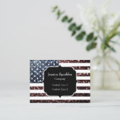 Amerikaanse vlag rood blauw  glinstering Monogram Visitekaartje (Staand voorkant)