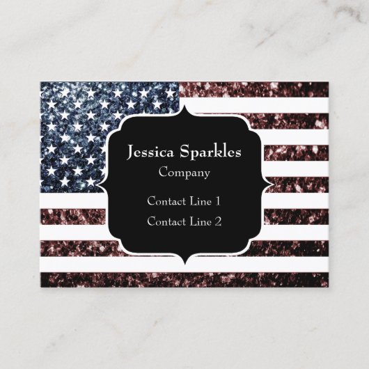 Amerikaanse vlag rood blauw  glinstering Monogram Visitekaartje (Voorkant)