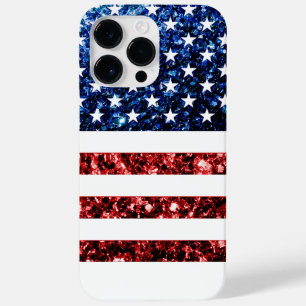 Amerikaanse vlag rood blauw sparkles faux bling Case-Mate iPhone case