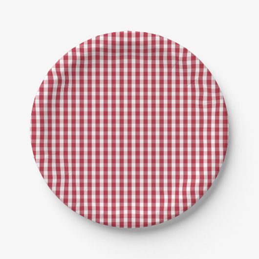 Amerikaanse vlag Rood en Witte Gingham gecontrolee Papieren Bordje (Voorkant)