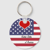 Amerikaanse vlag & rood hart, liefde VS / Amerika Sleutelhanger (Achterkant)