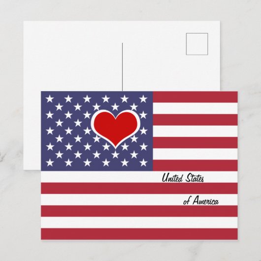 Amerikaanse vlag & rood hart - VS/sportfan Briefkaart (Voorkant / Achterkant)