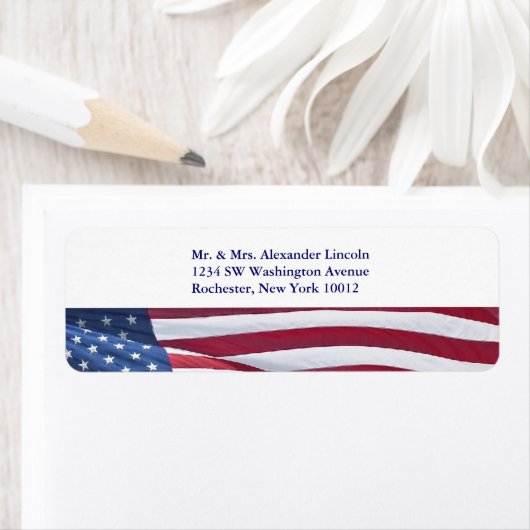 Amerikaanse vlag Rood Wit & Blauw Adresetiketten Etiket (Insitu)