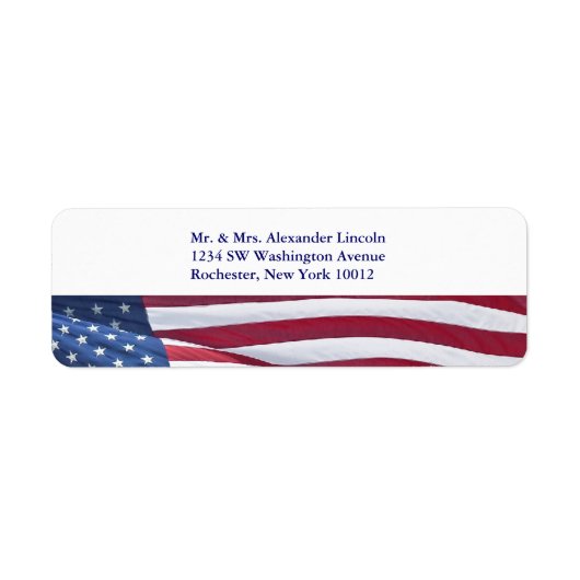 Amerikaanse Vlag Rood Wit & Blauw Adreslabels Etiket (Voorkant)