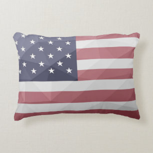 Amerikaanse vlag Rood Wit Blauw Amerika Geometrisc Accent Kussen