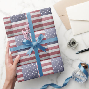 Amerikaanse vlag Rood Wit Blauw Amerika Geometrisc Cadeaupapier