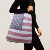 Amerikaanse vlag Rood Wit Blauw Amerika Geometrisc Crossbody Tas (Dichtbij)
