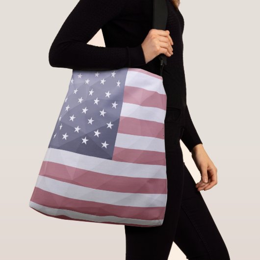 Amerikaanse vlag Rood Wit Blauw Amerika Geometrisc Crossbody Tas (Dichtbij)