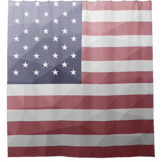 Amerikaanse vlag Rood Wit Blauw Amerika Geometrisc Douchegordijn (Voorkant)