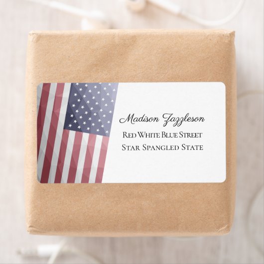 Amerikaanse vlag Rood Wit Blauw Amerika Geometrisc Etiket (Insitu)