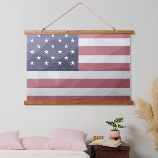Amerikaanse vlag Rood Wit Blauw Amerika Geometrisc Hangend Wandkleed (Slaapkamer)