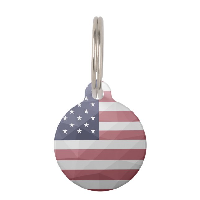 Amerikaanse vlag Rood Wit Blauw Amerika Geometrisc Huisdierpenning (Voorkant)