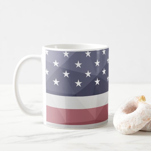 Amerikaanse vlag Rood Wit Blauw Amerika Geometrisc Koffiemok (Met donut)