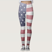 Amerikaanse vlag Rood Wit Blauw Amerika Geometrisc Leggings (Voorkant)