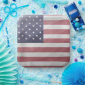 Amerikaanse vlag Rood Wit Blauw Amerika Geometrisc Papieren Bordje (Feest)