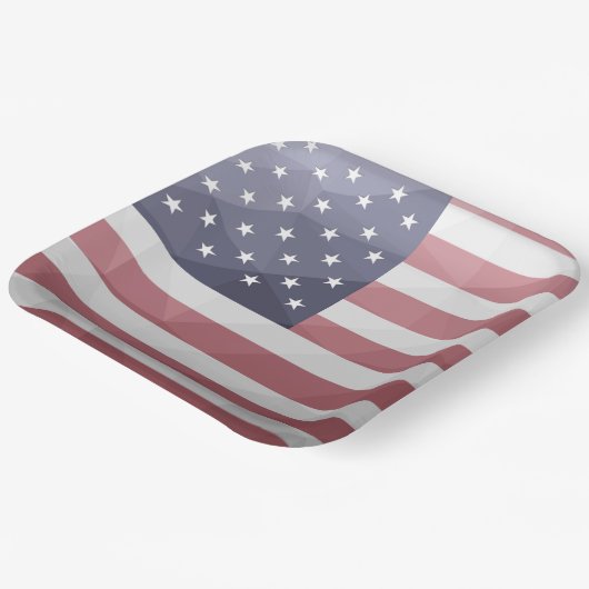 Amerikaanse vlag Rood Wit Blauw Amerika Geometrisc Papieren Bordje (Gebogen)