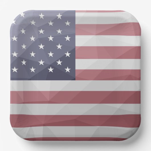 Amerikaanse vlag Rood Wit Blauw Amerika Geometrisc Papieren Bordje (Voorkant)