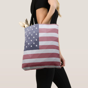 Amerikaanse vlag Rood Wit Blauw Amerika Geometrisc Tote Bag