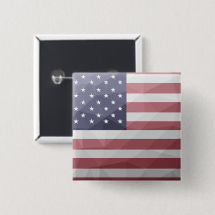 Amerikaanse vlag Rood Wit Blauw Amerika Geometrisc Vierkante Button 5,1 Cm