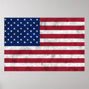 Amerikaanse vlag  rood wit blauw Amerika patriotti Poster