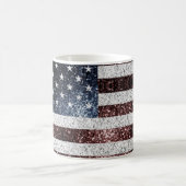 Amerikaanse vlag  rood wit blauw fonkelt glitters koffiemok (Center)