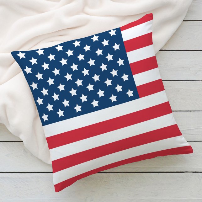Amerikaanse Vlag Rood Wit Blauw Patriottisch Buitenkussen (Creator heeft geüpload)