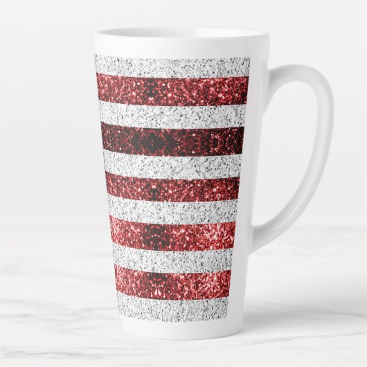 Amerikaanse vlag rood wit blauw sprankelt glitters latte mok (Rechts)