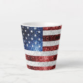 Amerikaanse vlag rood wit blauw sprankelt glitters latte mok (Voorkant)
