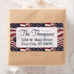 Amerikaanse vlag Rood Wit Blauw Streep Retouradres Etiket