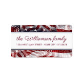 Amerikaanse vlag Rood Wit Blauw Streep Retouradres Etiket (Voorkant)