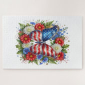 Amerikaanse Vlag Rood Wit Blauw Vlinder Bloem Legpuzzel (Horizontaal)