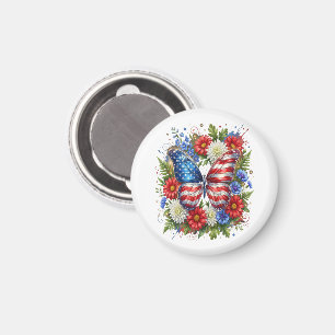 Amerikaanse Vlag Rood Wit Blauw Vlinder Bloem Magneet