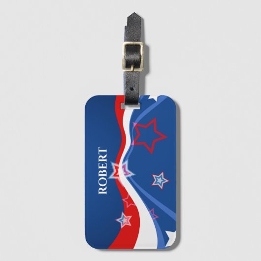 Amerikaanse vlag, rood wit en blauw bagagelabel (Voorkant (verticaal))