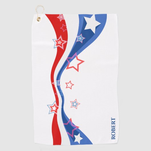 Amerikaanse vlag rood wit en blauw golfhanddoek (Voorkant)