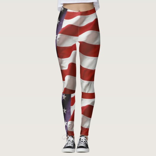 Amerikaanse vlag - Rood wit en blauw Leggings (Voorkant)