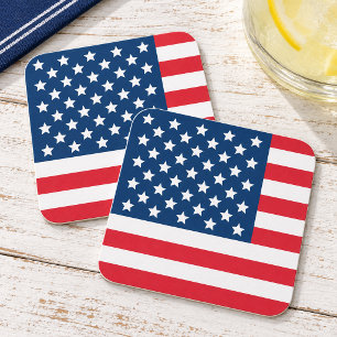 Amerikaanse vlag Rood Wit en Blauw Patriottisch Kartonnen Onderzetters