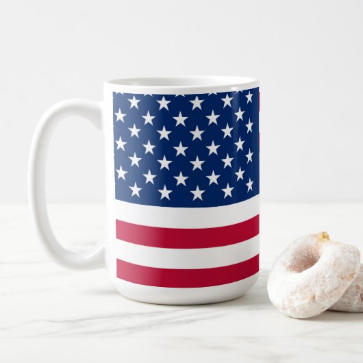 Amerikaanse vlag Rood wit en blauw patriottisch Koffiemok (Met donut)