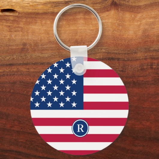 Amerikaanse vlag Rood wit en blauw patriottisch Sleutelhanger (Voorkant)