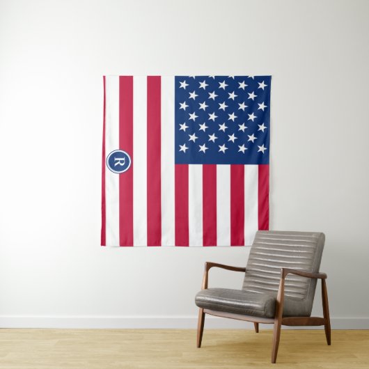 Amerikaanse vlag Rood wit en blauw patriottisch Wandkleed (In Situ (horizontaal))