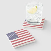 Amerikaanse vlag rood wit en blauw stenen onderzetter (Zijkant)