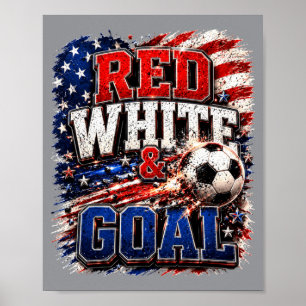 Amerikaanse Vlag Rood Wit En Doel Voetbal 4e Juli Poster